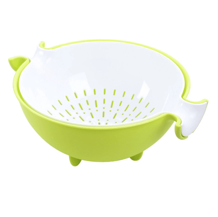 Multifunctional rotary drain basket plastic round double fruit basket washing basket - Mubimart