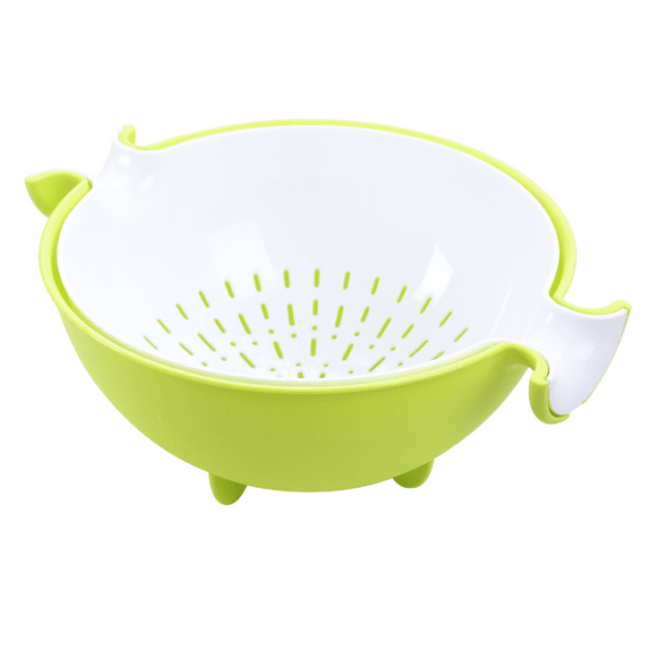 Multifunctional rotary drain basket plastic round double fruit basket washing basket - Mubimart