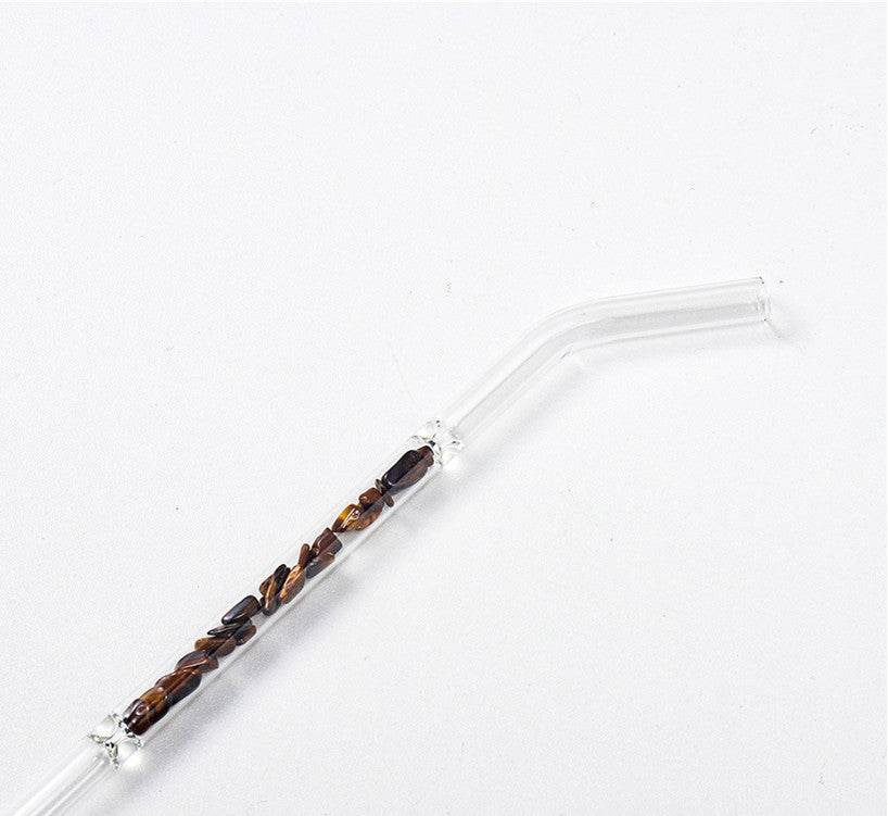 Natural Crystal Gravel Glass Straws - Mubimart