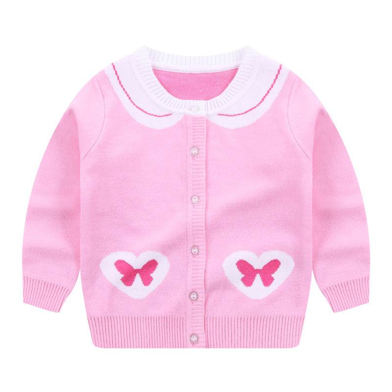 Navy Collar Kids Sweater Jacket - Mubimart