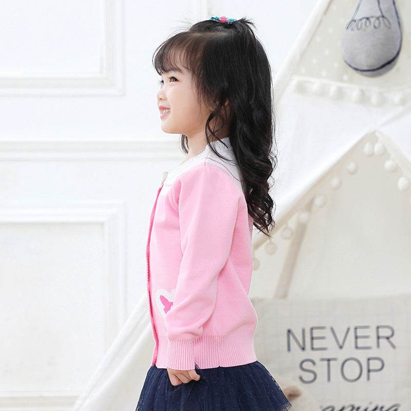 Navy Collar Kids Sweater Jacket - Mubimart