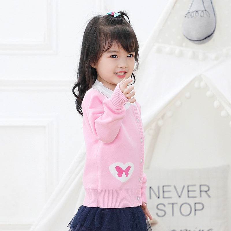 Navy Collar Kids Sweater Jacket - Mubimart