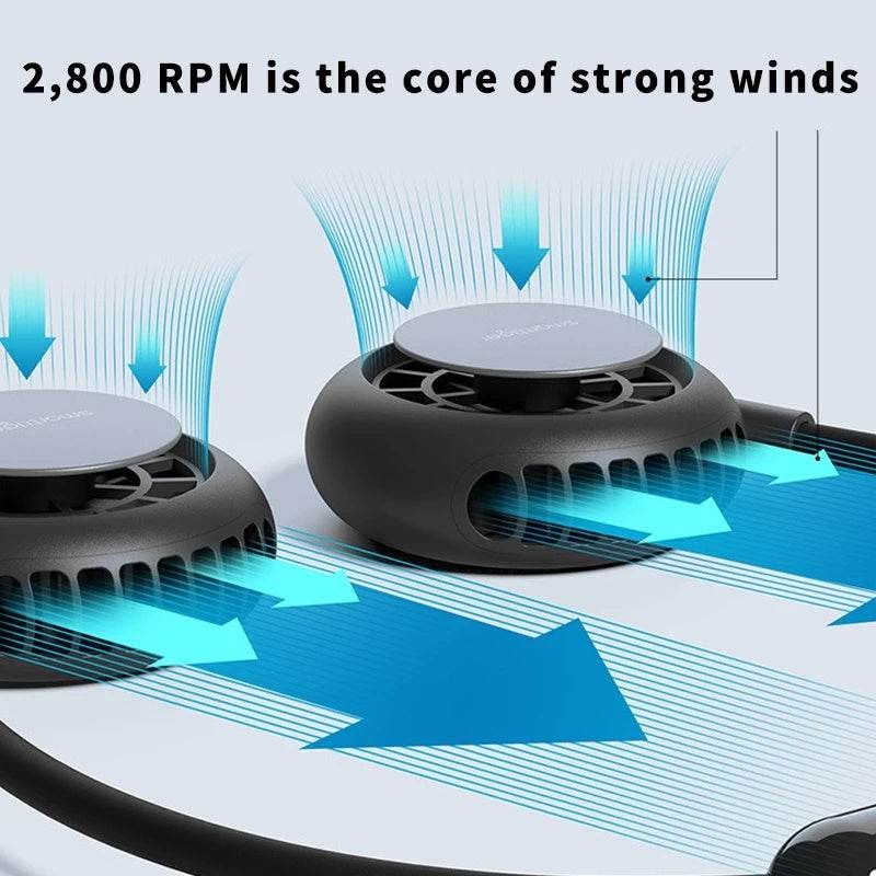 Neck Fan Portable USB Rechargeable Summer Air Cooler - Mubimart