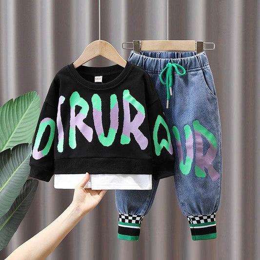 New Handsome Baby Autumn Boy Clothes Children's Two-piece Suit - Mubimart
