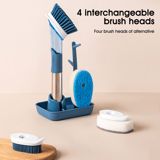 New Multifunctional Dish Brush Household Kitchen Oily Sponge Long Handle Cleaning Brush - Mubimart