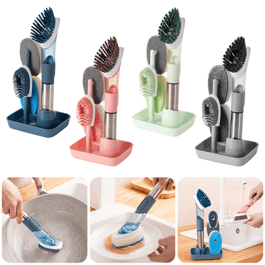 New Multifunctional Dish Brush Household Kitchen Oily Sponge Long Handle Cleaning Brush - Mubimart