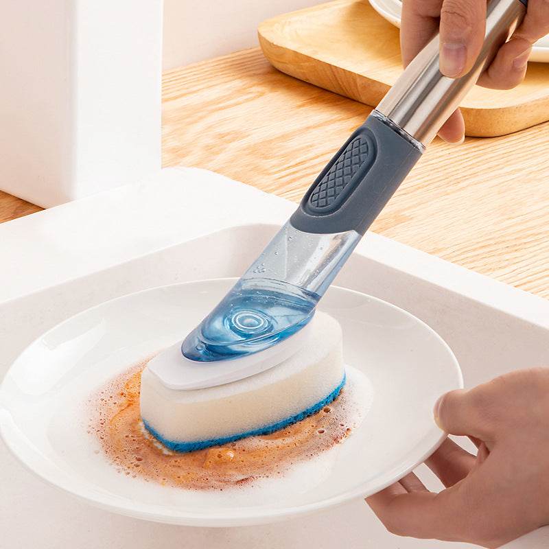 New Multifunctional Dish Brush Household Kitchen Oily Sponge Long Handle Cleaning Brush - Mubimart