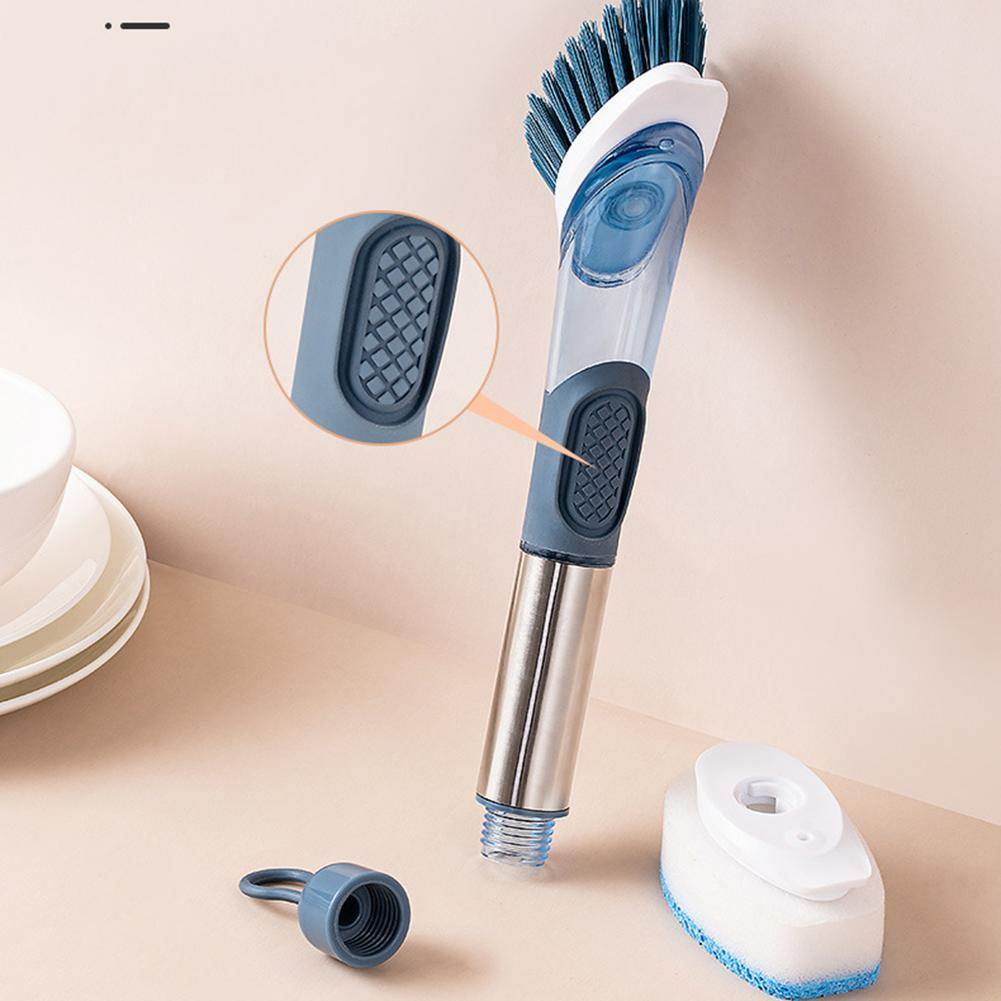 New Multifunctional Dish Brush Household Kitchen Oily Sponge Long Handle Cleaning Brush - Mubimart