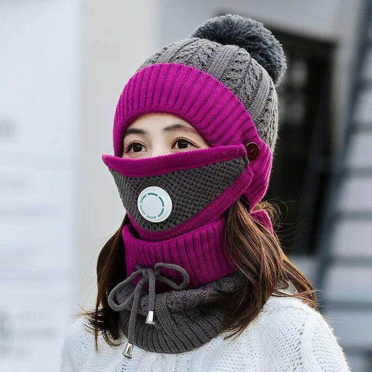 New Women's Fleece Thickened Warm Knitted Wool Hat - Mubimart