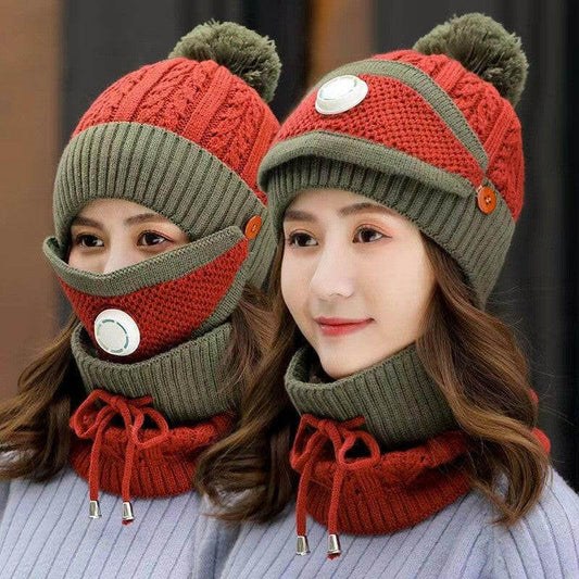 New Women's Fleece Thickened Warm Knitted Wool Hat - Mubimart