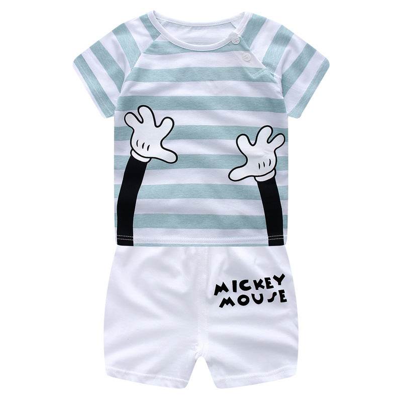 New baby suit cotton children's clothes summer boy two-piece suit - Mubimart