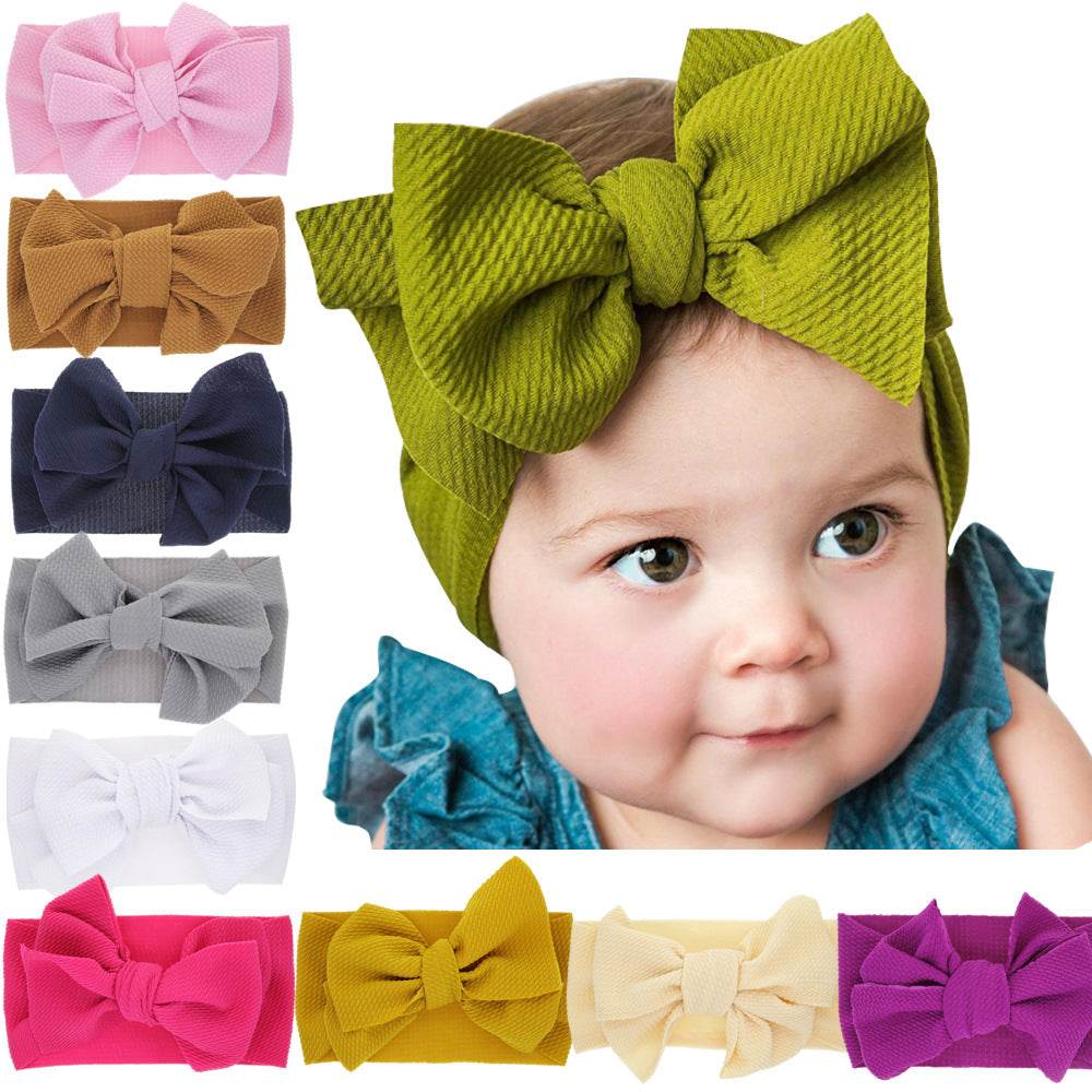 New-born baby's solid-colored bow headband - Mubimart