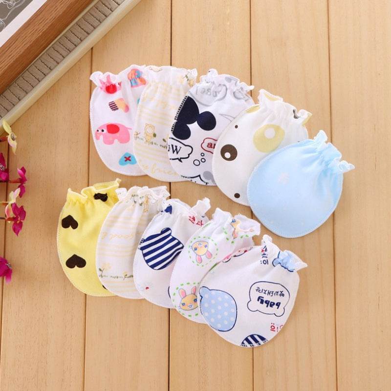 Newborn Baby Anti-scratch Face Artifact 0 Cotton Breathable Summer 3-12 Months 6 Newborn Baby Spring And Autumn Thin Gloves - Mubimart