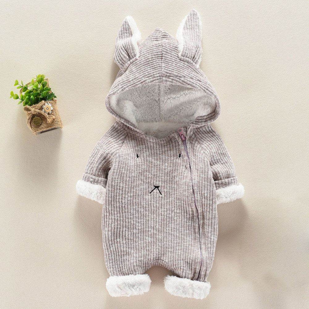Newborn Baby Boy Girl Kids Hooded Romper Jumpsuit Bodysuit Clothes Outfits - Mubimart