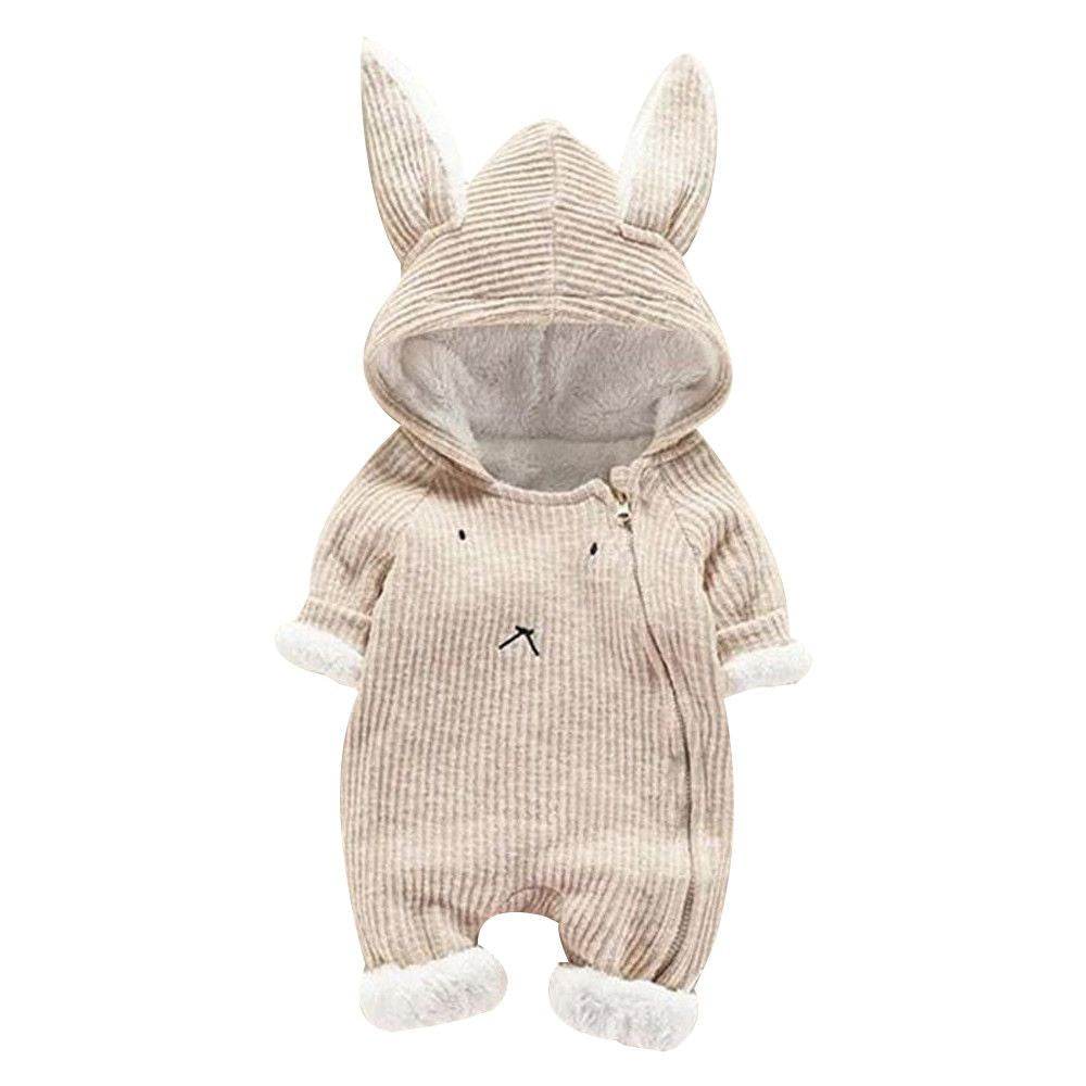 Newborn Baby Boy Girl Kids Hooded Romper Jumpsuit Bodysuit Clothes Outfits - Mubimart