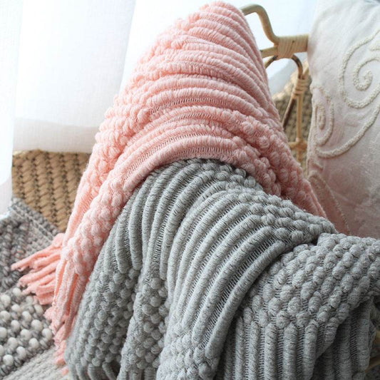 Nordic Knitted Blanket Woolen Blanket Blanket Bubble Blanket Sofa Blanket - Mubimart