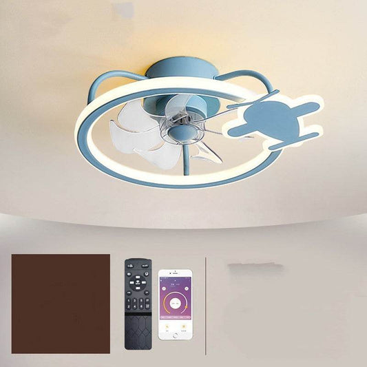 Nordic Simple Household Electric Fan Chandelier Childrens Fan Lamp Bedroom Ceiling Fan Lamp - Mubimart