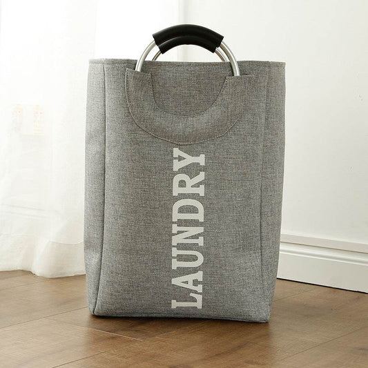 Nordic Style Amazon Explosion Models Aluminum Alloy Handle Fabric Storage Bucket Folding Home Storage Basket Dirty Clothes Hamper - Mubimart