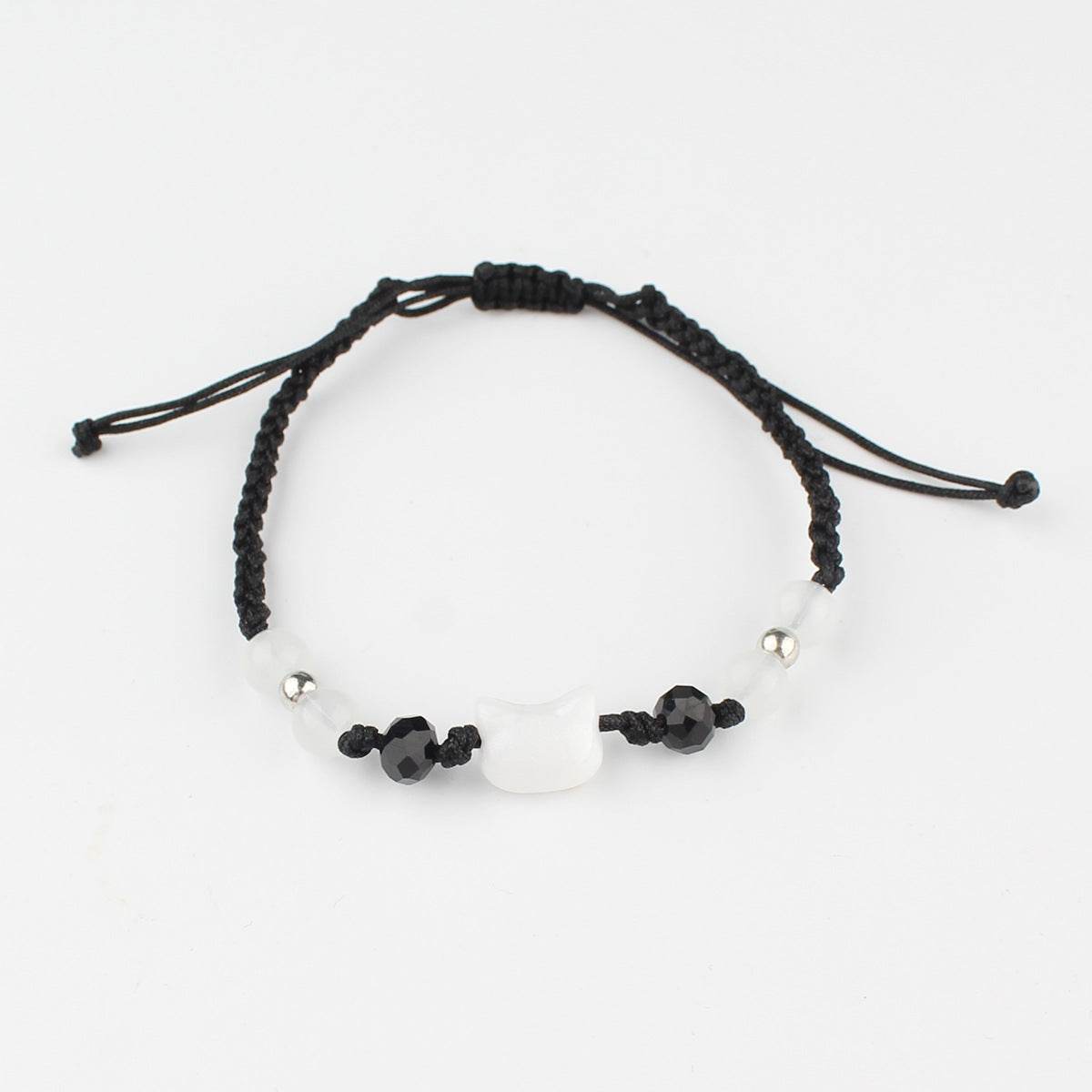 Black Cat White Cat Beaded Hand Weaving Bracelet Men And Women - Mubimart