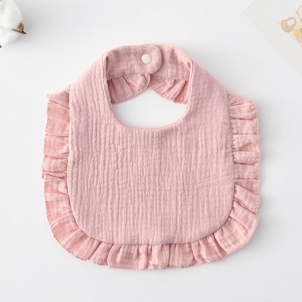 Baby Bib Ruffled Cotton Printed Gauze Lace Bib - Mubimart