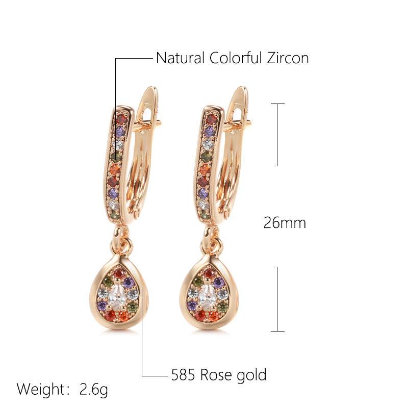 Stud Earrings For Women Rose Gold Stud Earrings Simple Colorful Zircon - Mubimart