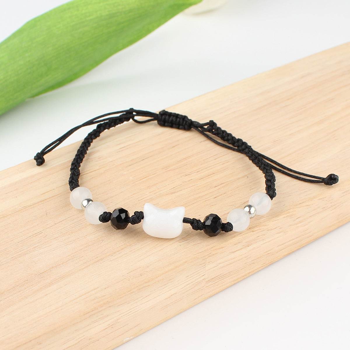 Black Cat White Cat Beaded Hand Weaving Bracelet Men And Women - Mubimart
