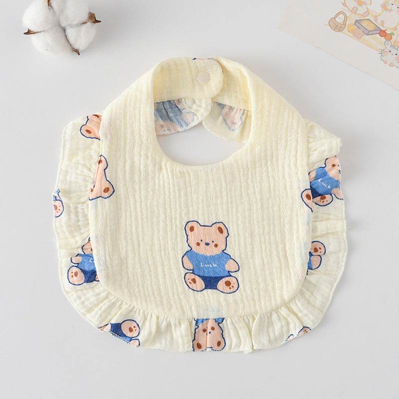 Baby Bib Ruffled Cotton Printed Gauze Lace Bib - Mubimart