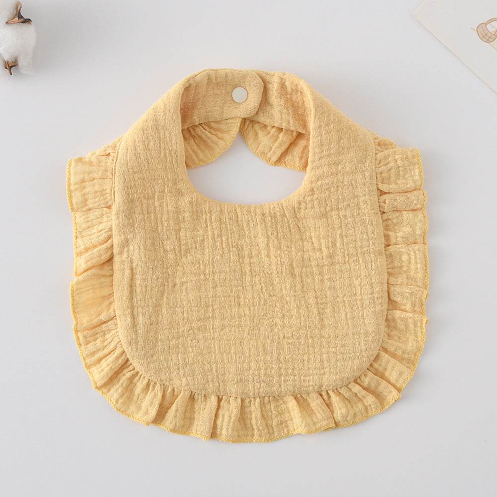 Baby Bib Ruffled Cotton Printed Gauze Lace Bib - Mubimart