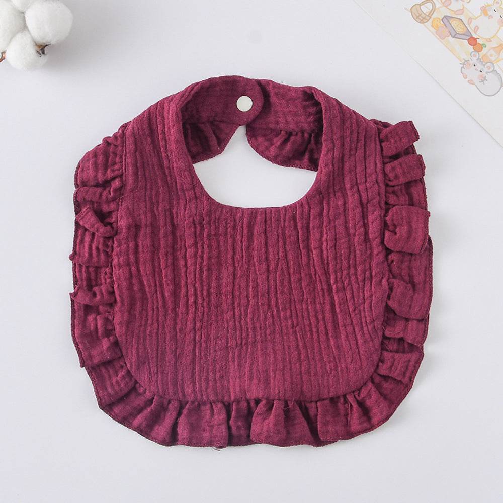 Baby Bib Ruffled Cotton Printed Gauze Lace Bib - Mubimart