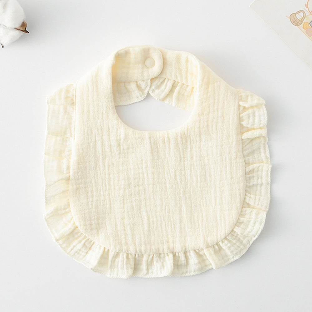 Baby Bib Ruffled Cotton Printed Gauze Lace Bib - Mubimart