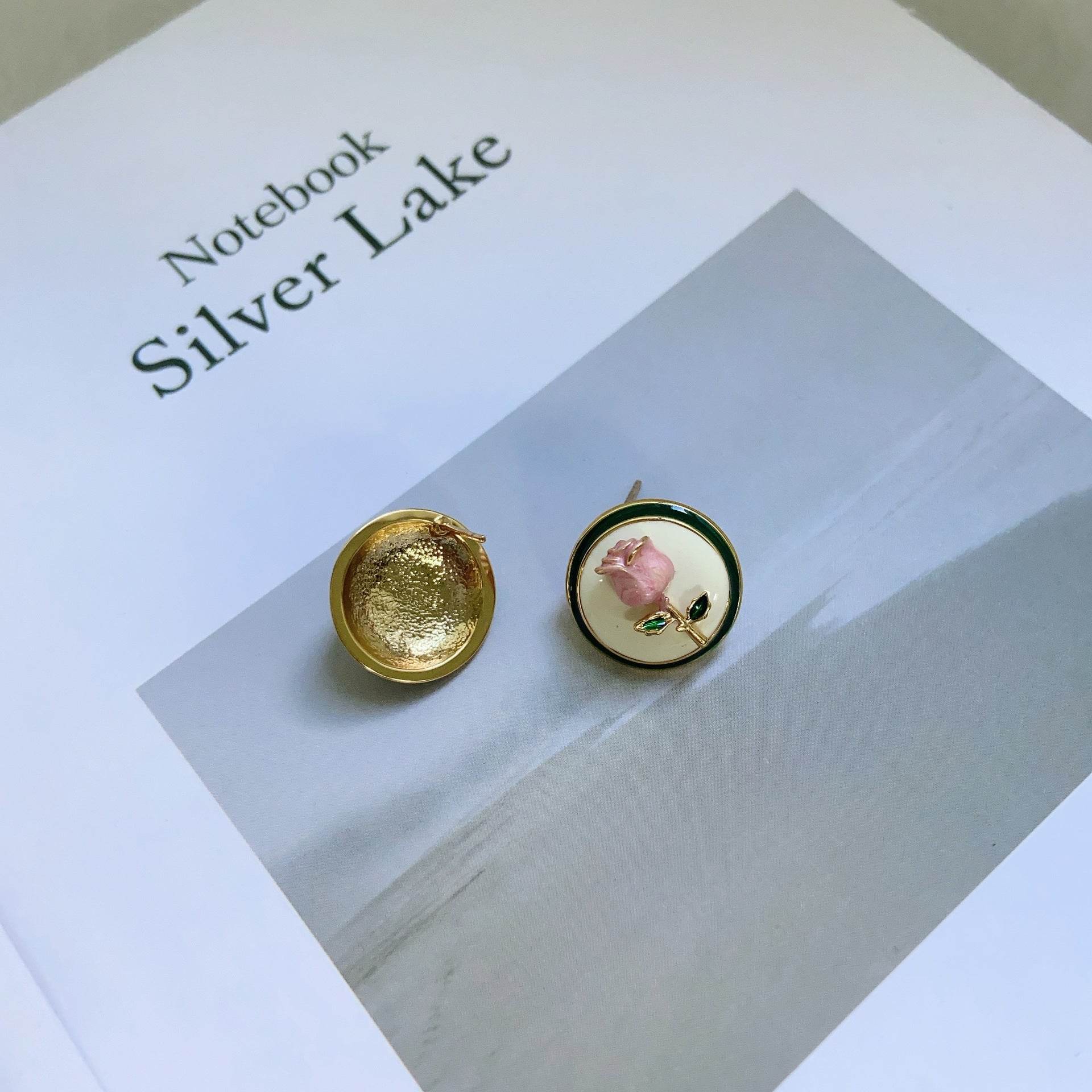 Vintage Rose Stud Earrings For Women Trendy Earrings - Mubimart