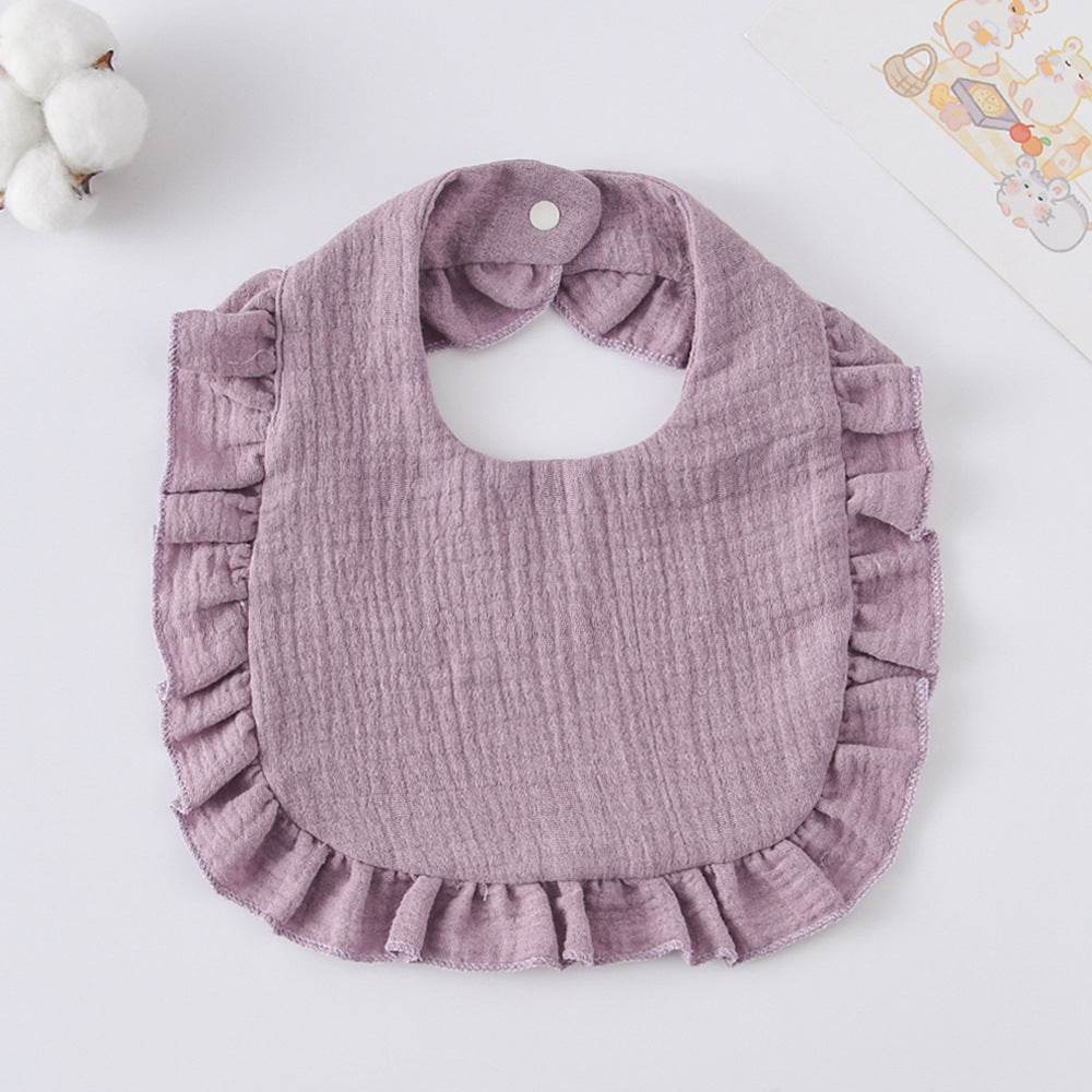 Baby Bib Ruffled Cotton Printed Gauze Lace Bib - Mubimart