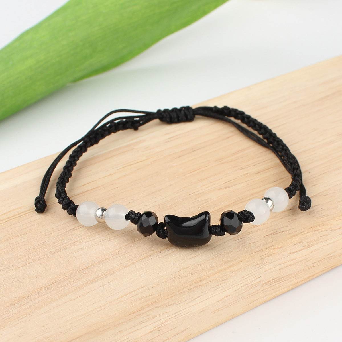 Black Cat White Cat Beaded Hand Weaving Bracelet Men And Women - Mubimart
