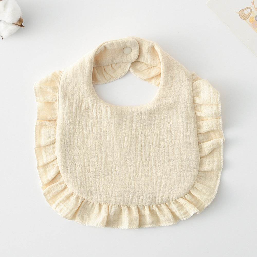 Baby Bib Ruffled Cotton Printed Gauze Lace Bib - Mubimart