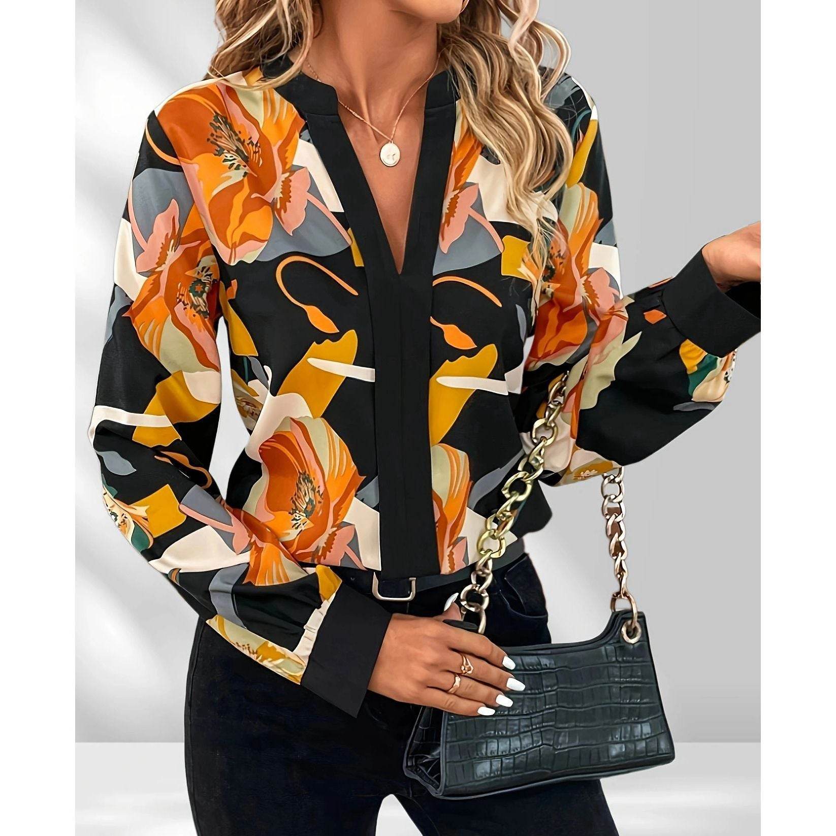 Printed Elegant All-match Plus Size Shirt For Women - Mubimart
