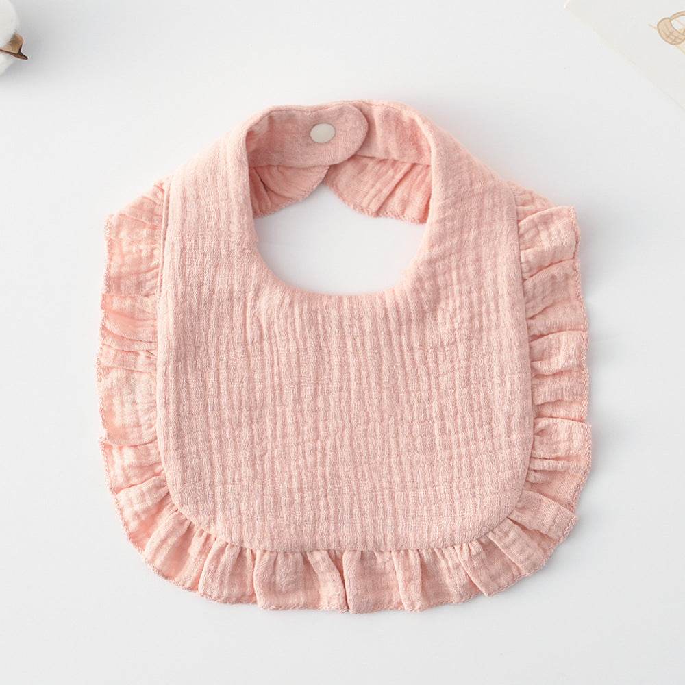 Baby Bib Ruffled Cotton Printed Gauze Lace Bib - Mubimart