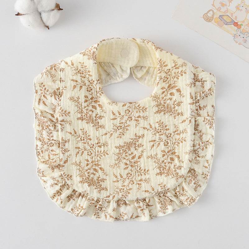 Baby Bib Ruffled Cotton Printed Gauze Lace Bib - Mubimart