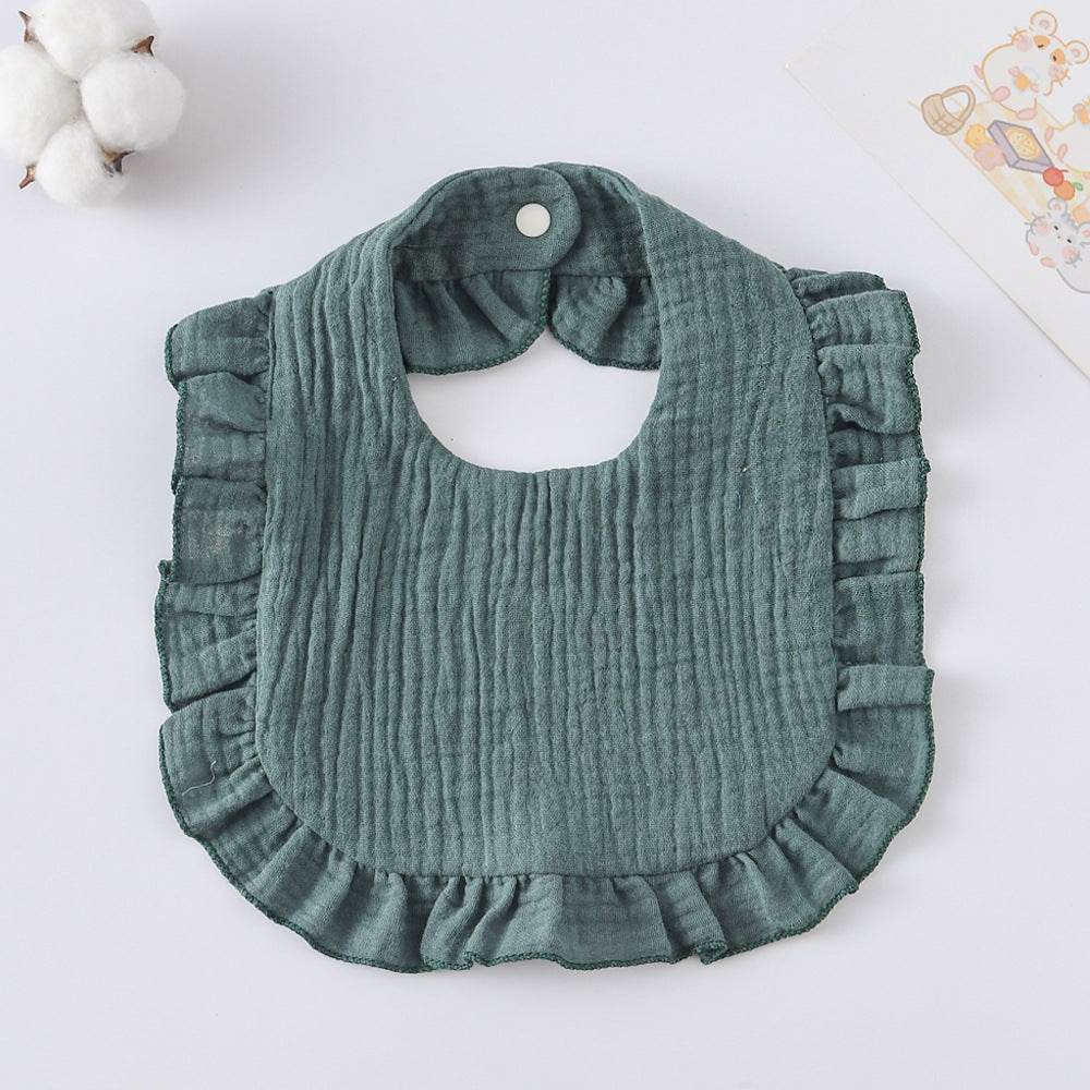Baby Bib Ruffled Cotton Printed Gauze Lace Bib - Mubimart