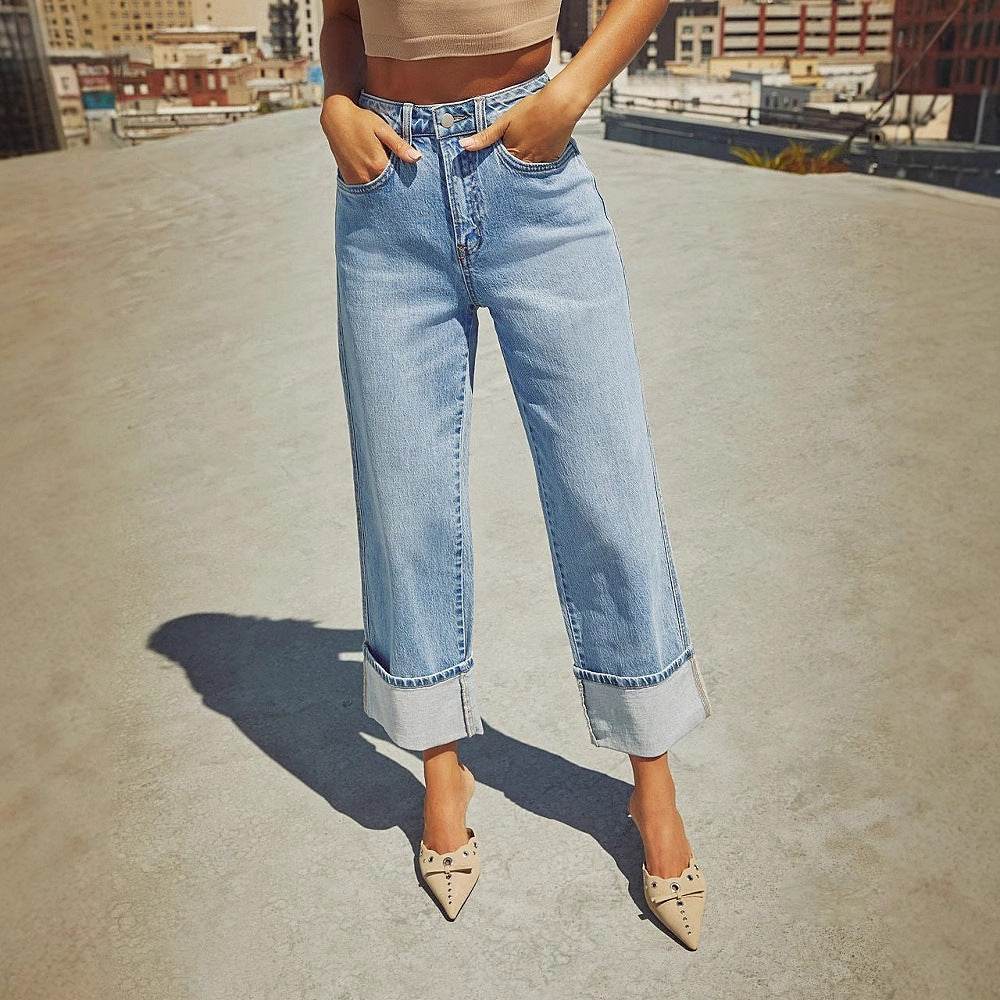 Retro Curling New Elastic Straight Jeans For Women - Mubimart