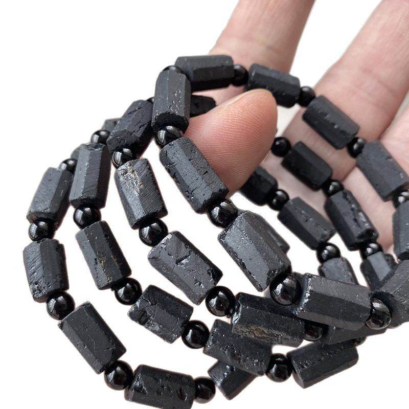 Natural Raw Gemstone Black Tourmaline Bracelet For Men And Women - Mubimart