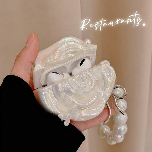 Pearl White Camellia Earphone Case - Mubimart
