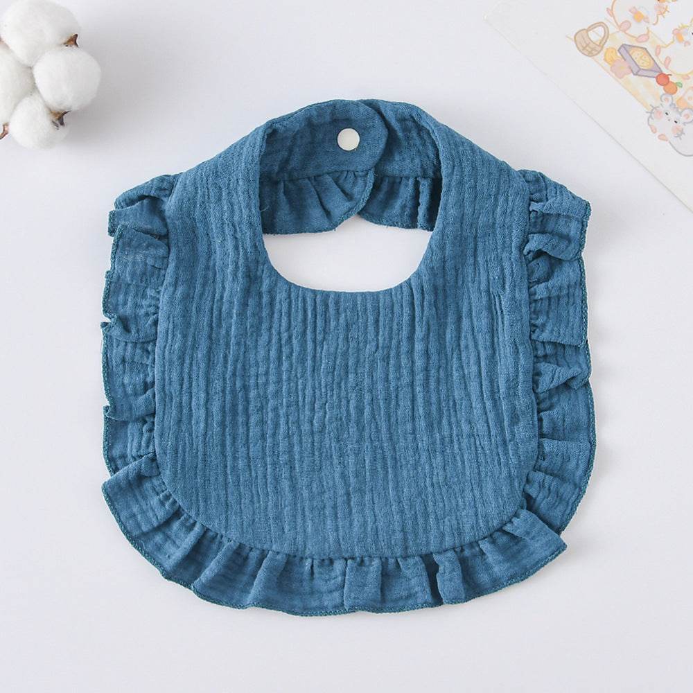 Baby Bib Ruffled Cotton Printed Gauze Lace Bib - Mubimart