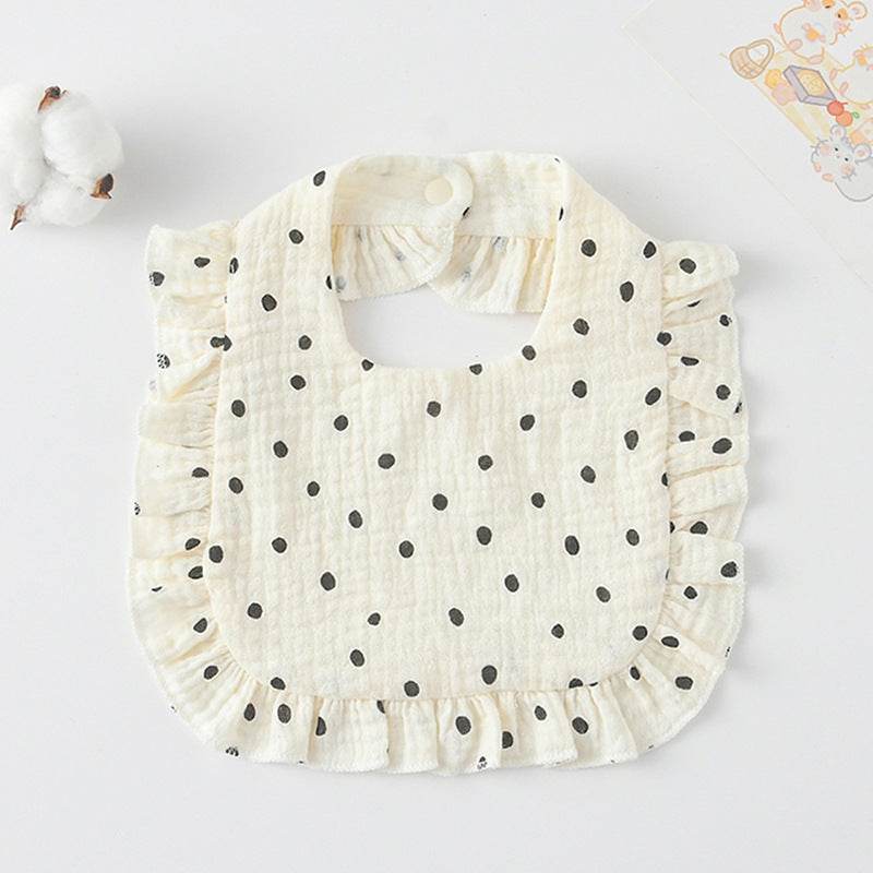 Baby Bib Ruffled Cotton Printed Gauze Lace Bib - Mubimart