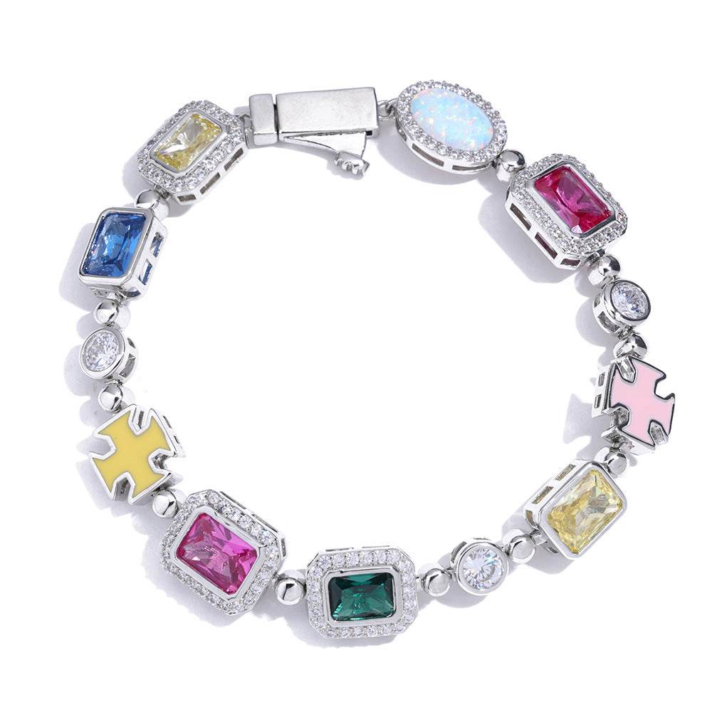 Hip Hop Color Gemstone Jewelry Bracelet Female Accessories - Mubimart