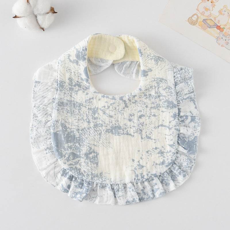 Baby Bib Ruffled Cotton Printed Gauze Lace Bib - Mubimart