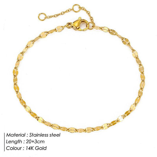 Simple Gold Plated Stainless Steel Anklets Lip Chain Anklet - Mubimart