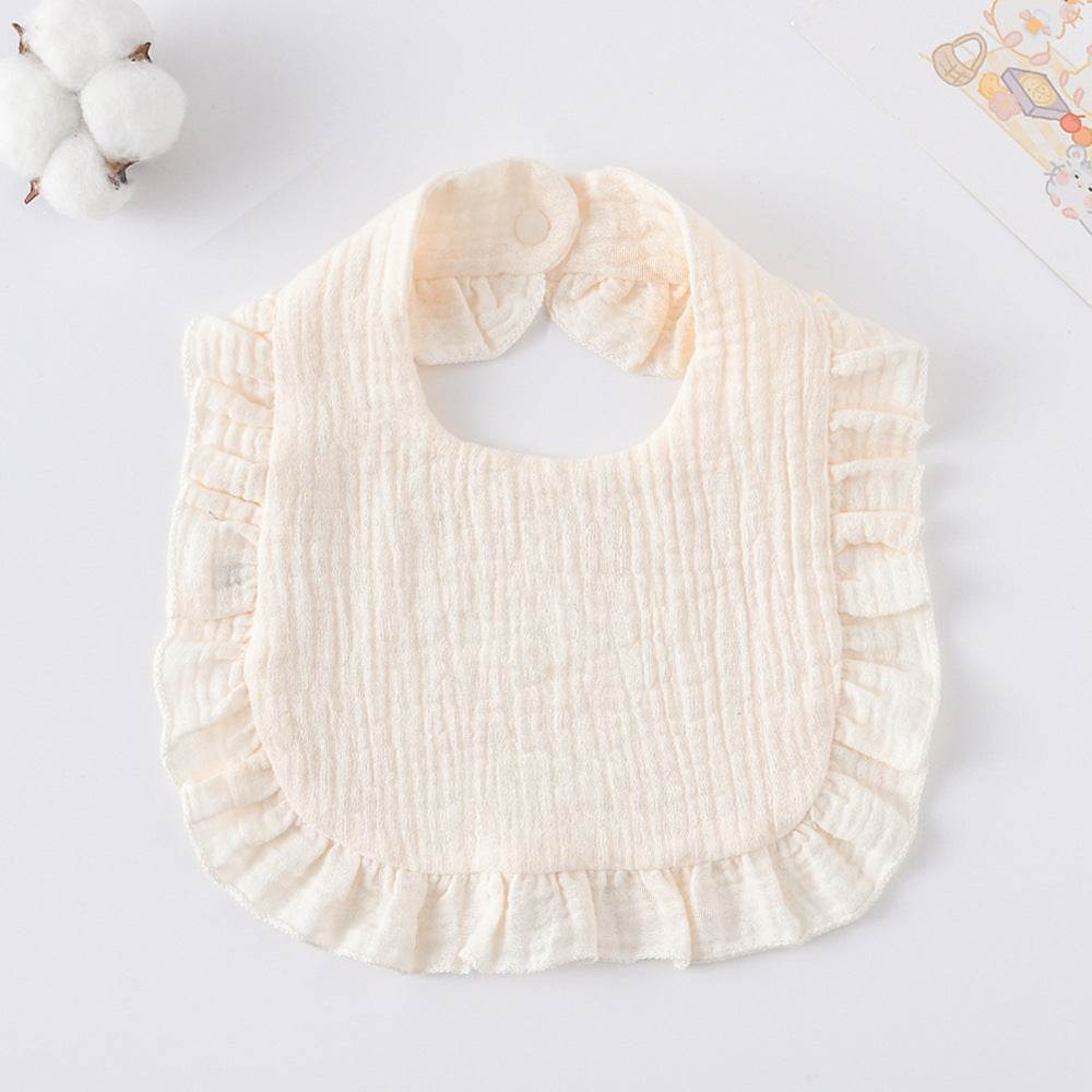 Baby Bib Ruffled Cotton Printed Gauze Lace Bib - Mubimart