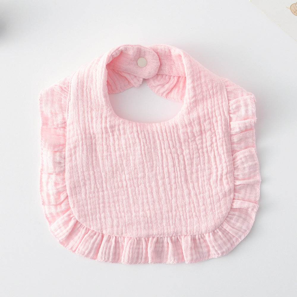 Baby Bib Ruffled Cotton Printed Gauze Lace Bib - Mubimart