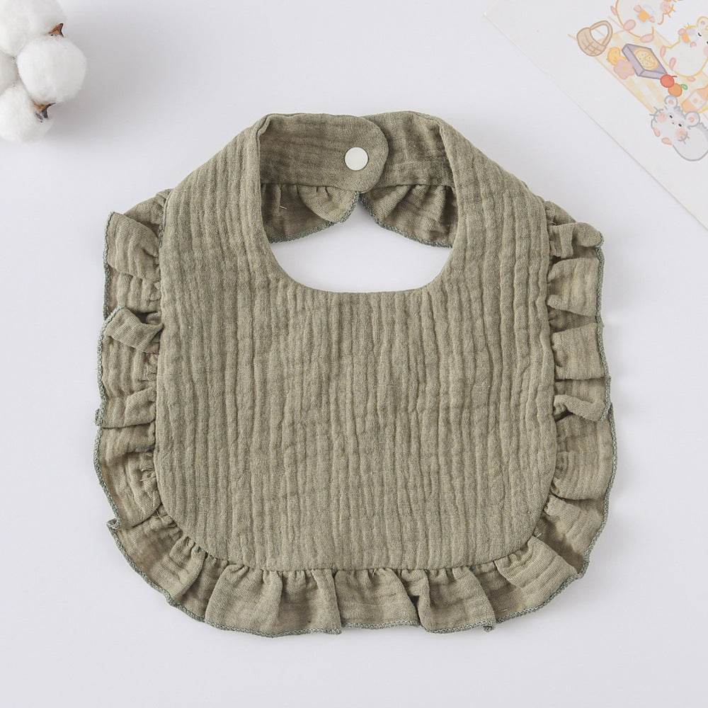 Baby Bib Ruffled Cotton Printed Gauze Lace Bib - Mubimart