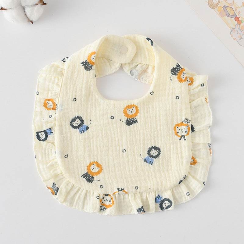 Baby Bib Ruffled Cotton Printed Gauze Lace Bib - Mubimart